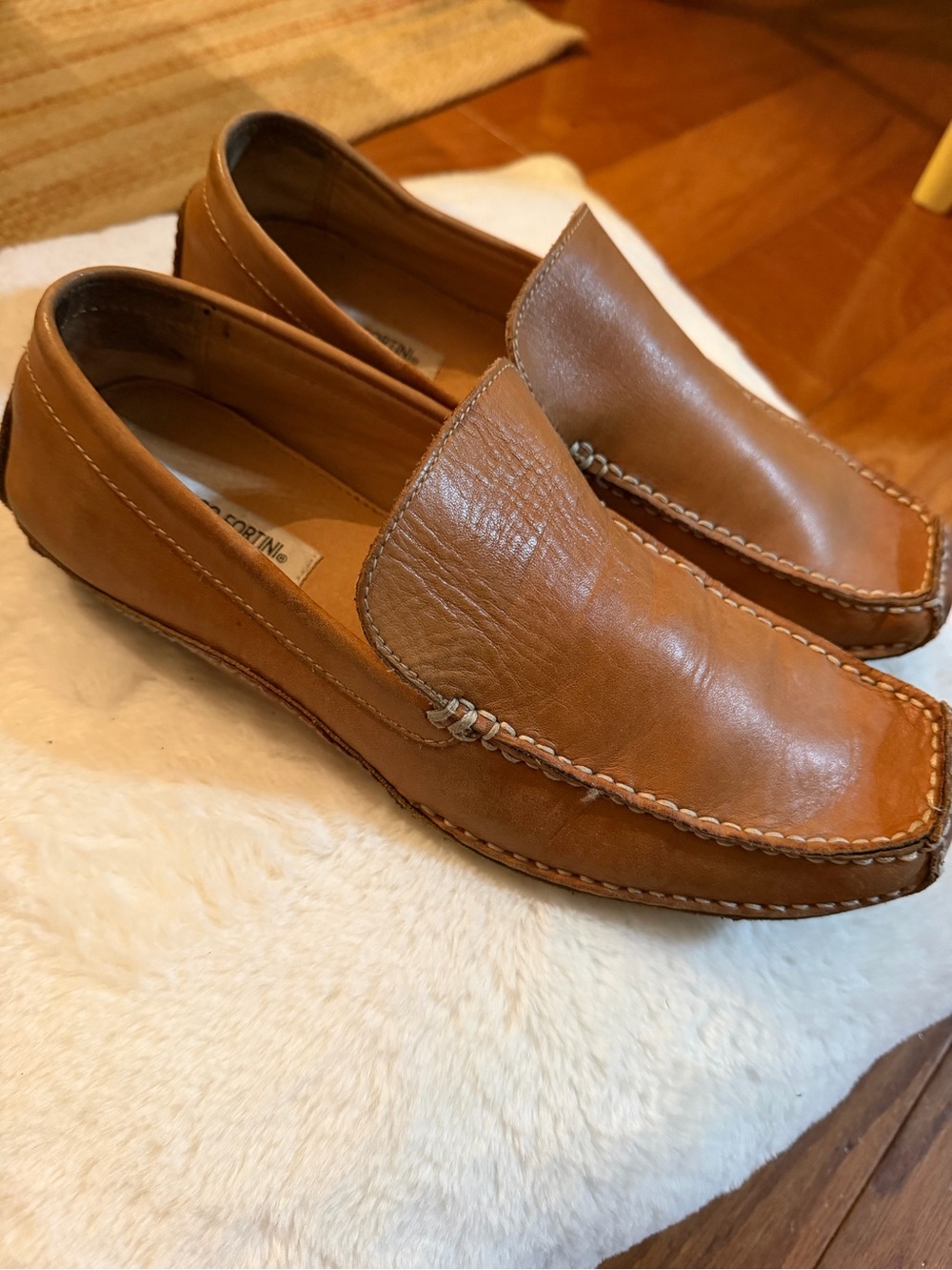 Franco Fortini Brown Leather Slip-On Loafers